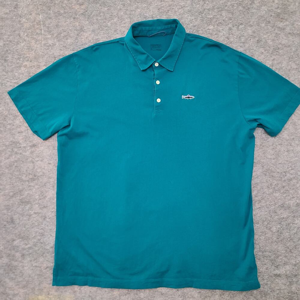 Patagonia Fitz Roy Trout Polo Golf Shirt Mens Extra Large Organic Cotton